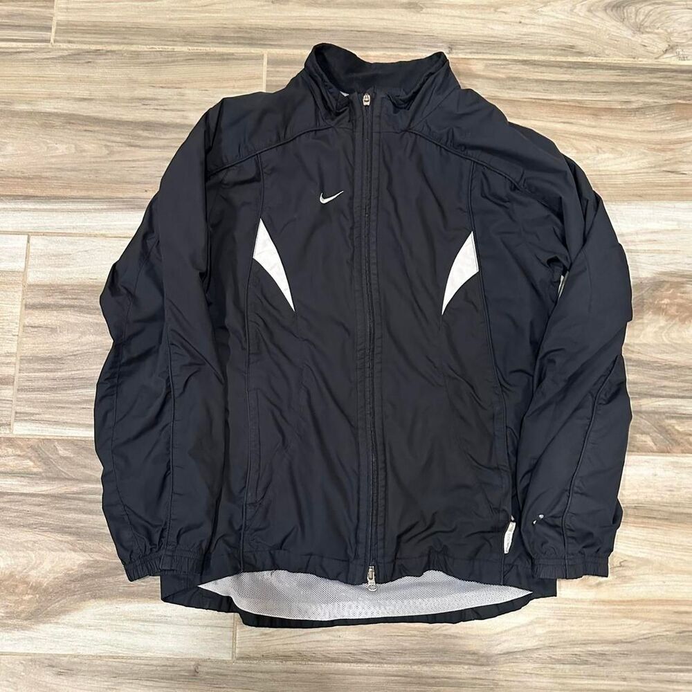 y2k Nike black and white windbreaker soccer jacket